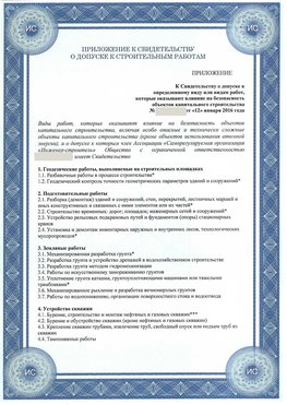 Приложение к свидетельству о допуске к строительным работам Сыктывкар СРО в строительстве
